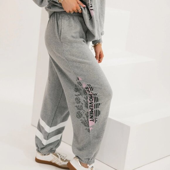 free people movement Pants - NWT Free People Movement All Star Jogger Logo - M Heather Grey/White